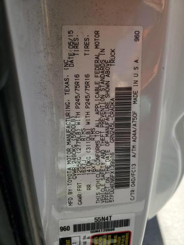 5TFUU4EN6FX139986 - 2015 TOYOTA TACOMA ACCESS CAB თეთრი ფოტო 13