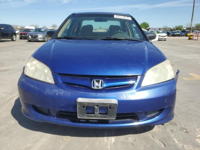 1HGES16335L015266 - 2005 HONDA CIVIC DX VP BLUE photo 5