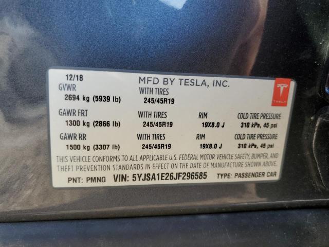 5YJSA1E26JF296585 - 2018 TESLA MODEL S 灰色 照片 13