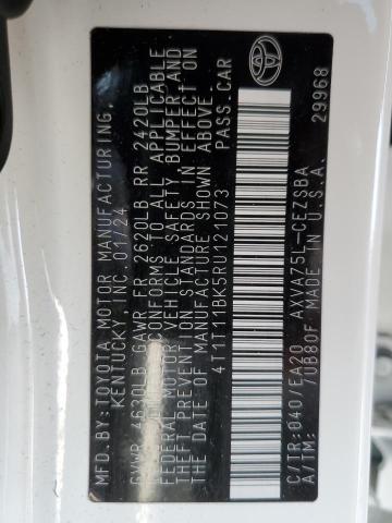 4T1T11BK5RU121073 - 2024 TOYOTA CAMRY SE NIGHT SHADE WHITE photo 12