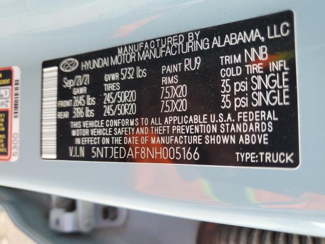 5NTJEDAF8NH005166 - 2022 HYUNDAI SANTA CRUZ LIMITED TURQUOISE photo 13