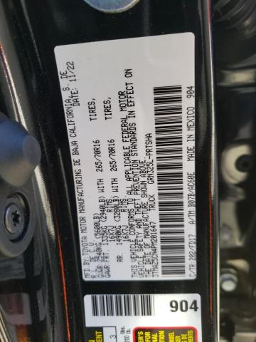 3TMAZ5CN4PM201647 - 2023 TOYOTA TACOMA DOUBLE CAB 黑色 照片 12