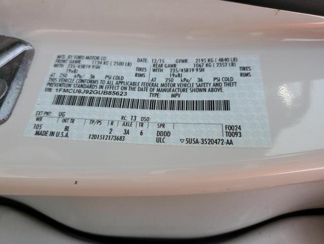 1FMCU9J92GUB85623 - 2016 FORD ESCAPE TITANIUM WHITE photo 12