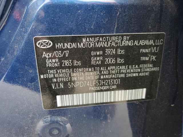 5NPD74LF5JH213101 - 2018 HYUNDAI ELANTRA SE BLUE photo 12