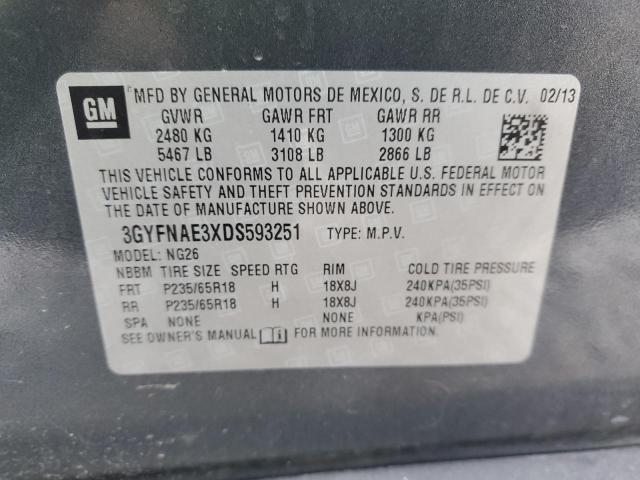 3GYFNAE3XDS593251 - 2013 CADILLAC SRX GRAY photo 12