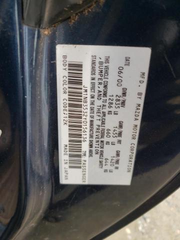 JM1NB3532Y0156136 - 2000 MAZDA MX-5 MIATA BASE BLUE photo 12