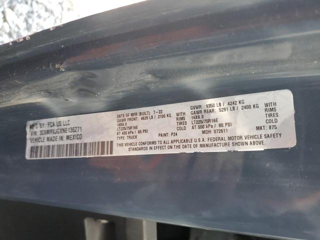 3C6MRVJGXNE136271 - 2022 RAM PROMASTER 3500 HIGH ლურჯი ფოტო 10