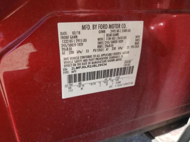 2LMPJ6LR2JBL29534 - 2018 LINCOLN MKX RESERVE Марун фото 13