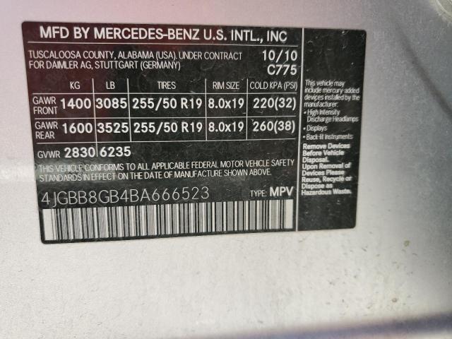 4JGBB8GB4BA666523 - 2011 MERCEDES-BENZ ML 350 4MATIC SILVER photo 13