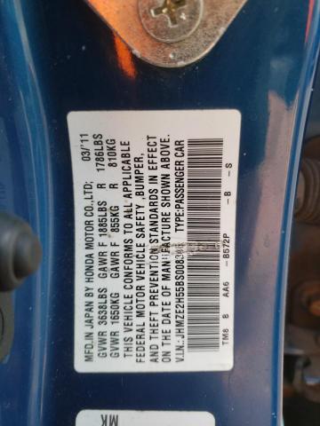 JHMZE2H55BS008346 - 2011 HONDA INSIGHT LX BLUE photo 12