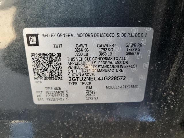 3GTU2NEC4JG238572 - 2018 GMC SIERRA K1500 SLT CHARCOAL photo 12