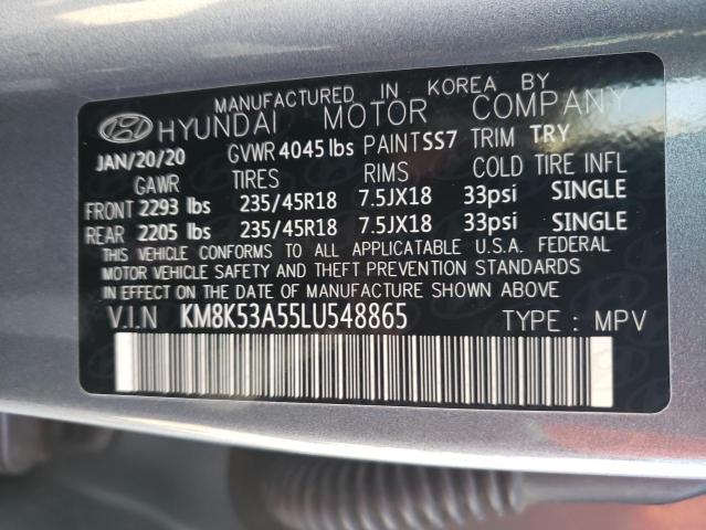 KM8K53A55LU548865 - 2020 HYUNDAI KONA ULTIMATE BLUE photo 12