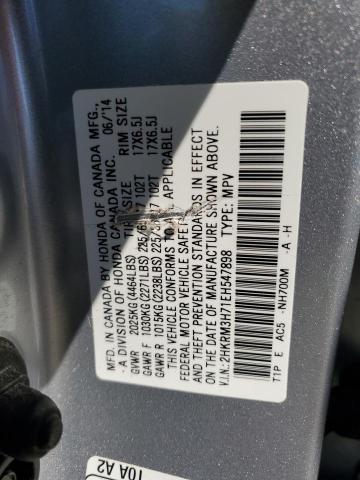 2HKRM3H71EH547898 - 2014 HONDA CR-V EXL SILVER photo 12