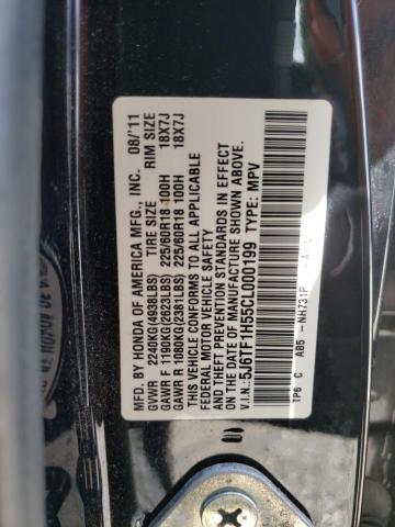 5J6TF1H55CL000199 - 2012 HONDA CROSSTOUR EXL შავი ფოტო 13