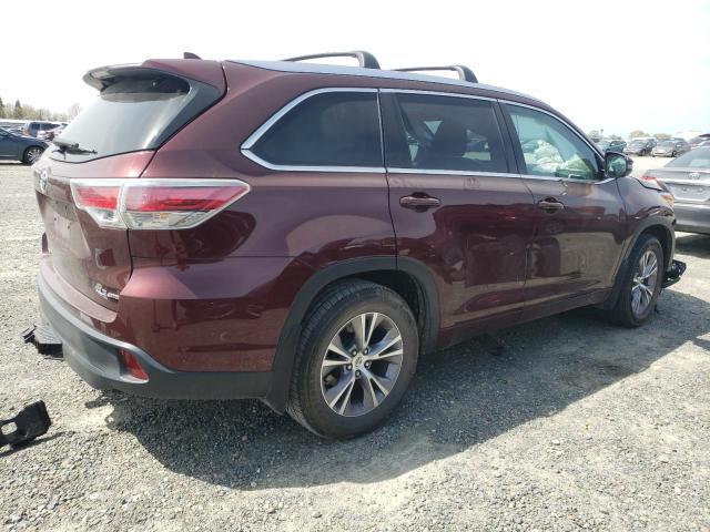 5TDJKRFH2FS191717 - 2015 TOYOTA HIGHLANDER XLE MAROON photo 3