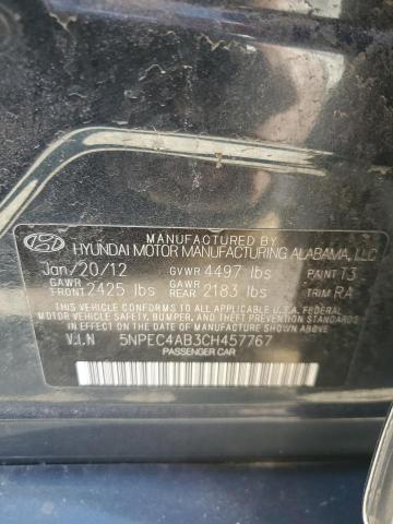 5NPEC4AB3CH457767 - 2012 HYUNDAI SONATA SE BLACK photo 12