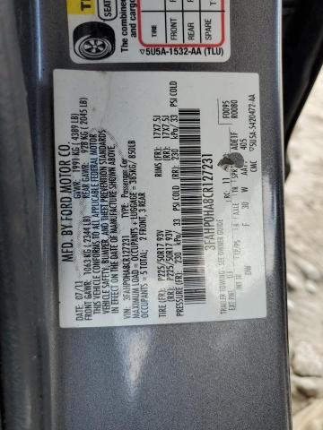 3FAHP0HA8CR127231 - 2012 FORD FUSION SE GRAY photo 13