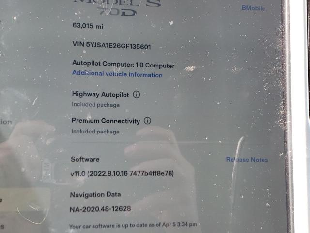 5YJSA1E26GF135601 - 2016 TESLA MODEL S 灰色 照片 9