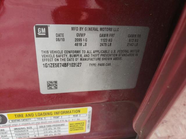 1G1ZE5E74BF103927 - 2011 CHEVROLET MALIBU LTZ მუქწითელი ფოტო 13