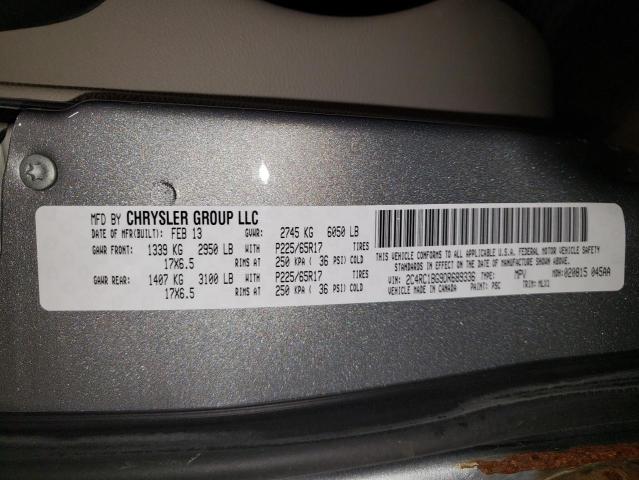 2C4RC1BG9DR689336 - 2013 CHRYSLER TOWN & COU TOURING ნაცრისფერი ფოტო 13