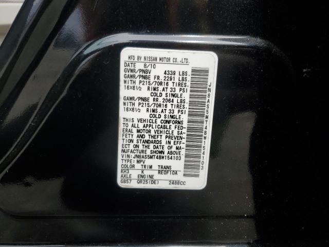 JN8AS5MT4BW154103 - 2011 NISSAN ROGUE S BLACK photo 12