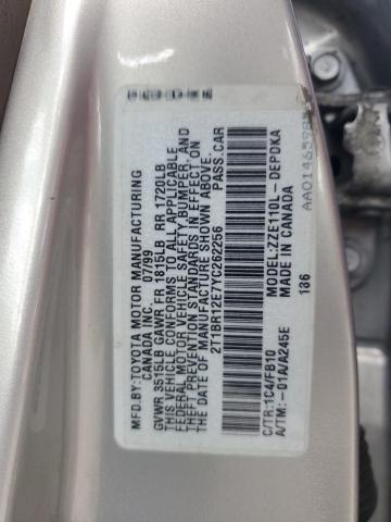 2T1BR12E7YC262256 - 2000 TOYOTA COROLLA VE SILVER photo 12