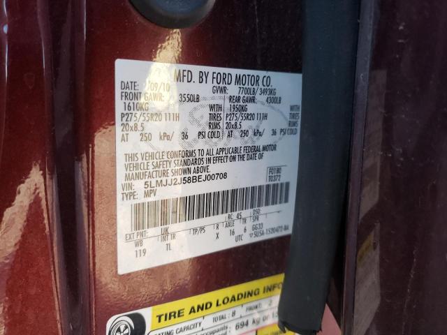 5LMJJ2J58BEJ00708 - 2011 LINCOLN NAVIGATOR ბურგუნდია ფოტო 13