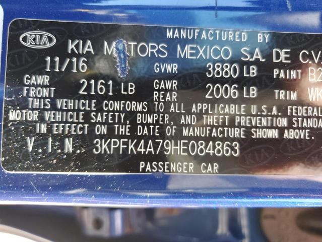 3KPFK4A79HE084863 - 2017 KIA FORTE LX BLUE photo 13