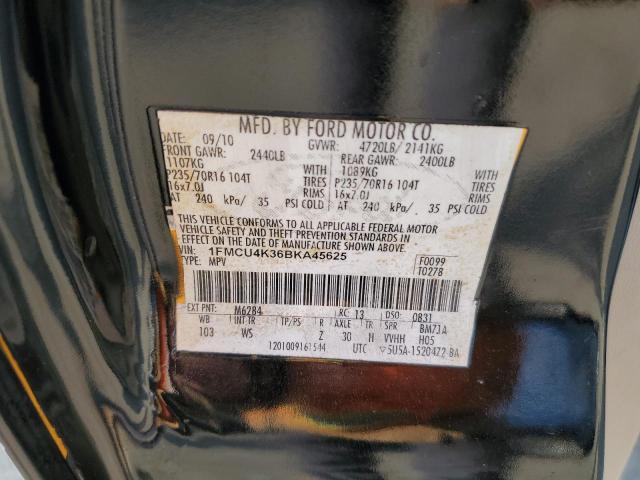 1FMCU4K36BKA45625 - 2011 FORD ESCAPE HYBRID BLACK photo 13