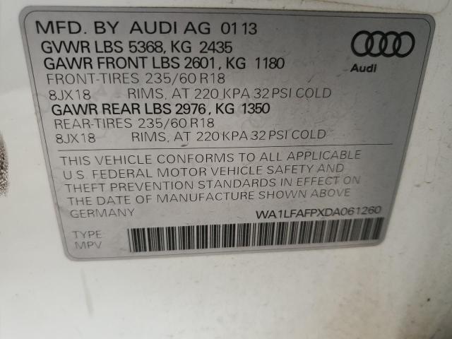 WA1LFAFPXDA061260 - 2013 AUDI Q5 PREMIUM PLUS WHITE photo 12