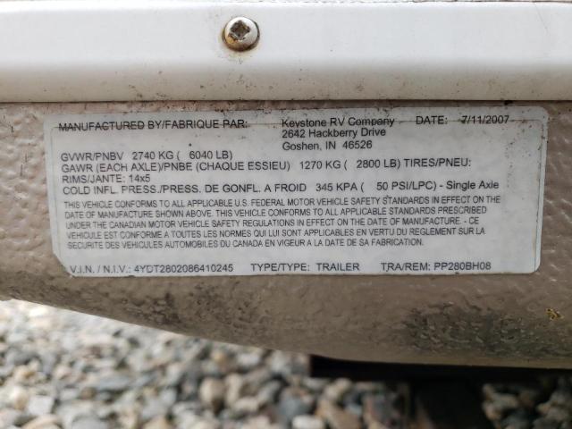 4YDT2802086410245 - 2008 KEYSTONE PASSPORT WHITE photo 10