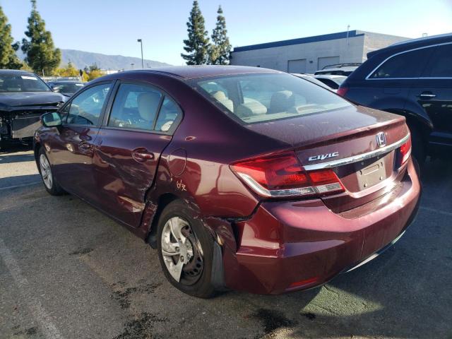 19XFB2F58EE213392 - 2014 HONDA CIVIC LX BURGUNDY photo 2