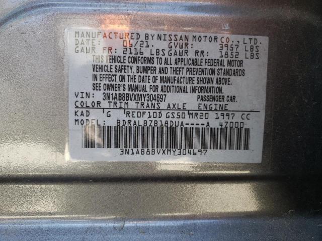 3N1AB8BVXMY304697 - 2021 NISSAN SENTRA S GRAY photo 12