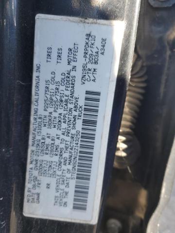 5TEGN92N12Z143250 - 2002 TOYOTA TACOMA DOUBLE CAB PRERUNNER BLACK photo 12