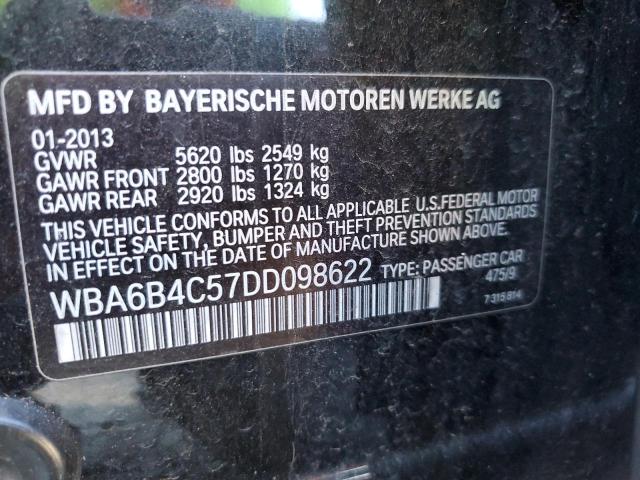 WBA6B4C57DD098622 - 2013 BMW 650 XI BLACK photo 12