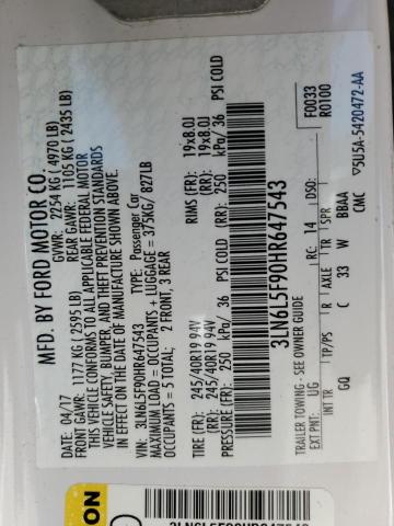 3LN6L5F90HR647543 - 2017 LINCOLN MKZ RESERVE თეთრი ფოტო 12