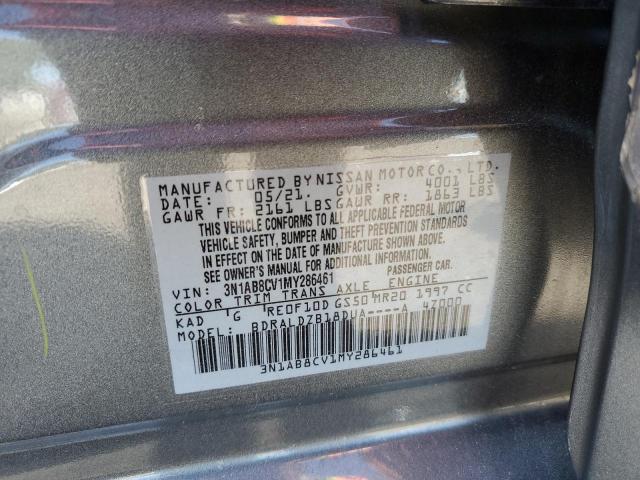 3N1AB8CV1MY286461 - 2021 NISSAN SENTRA SV GRAY photo 12