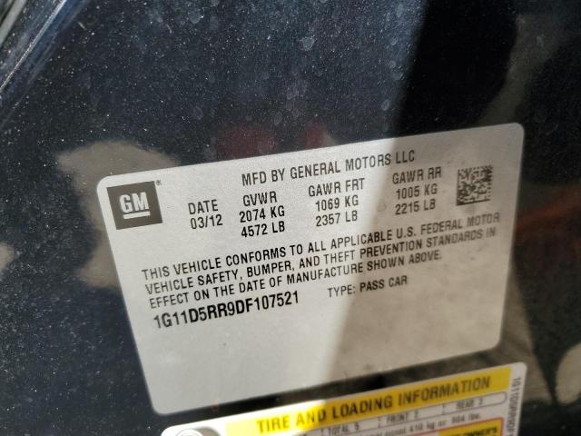 1G11D5RR9DF107521 - 2013 CHEVROLET MALIBU 1LT 黑色 照片 12