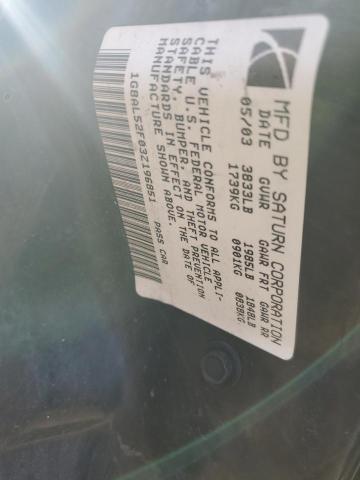 1G8AL52F03Z196851 - 2003 SATURN ION LEVEL 3 BLUE photo 12