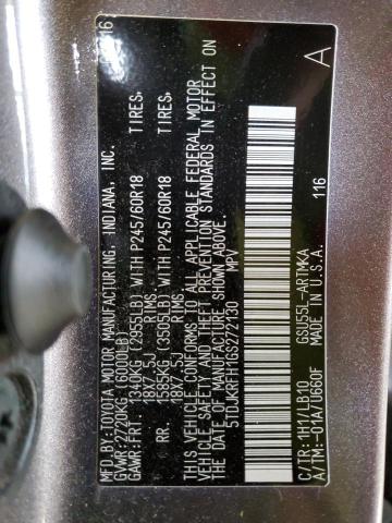 5TDJKRFH1GS272130 - 2016 TOYOTA HIGHLANDER XLE CHARCOAL photo 13