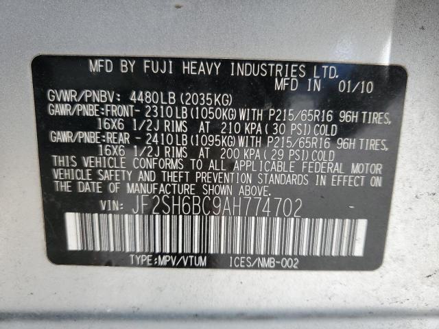 JF2SH6BC9AH774702 - 2010 SUBARU FORESTER XS Plata foto 14