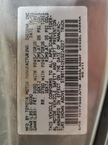 5TBBT44191S214227 - 2001 TOYOTA TUNDRA ACCESS CAB ნაცრისფერი ფოტო 13