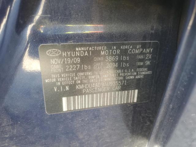 KMHDU4AD9AU935571 - 2010 HYUNDAI ELANTRA BLUE BLUE photo 12