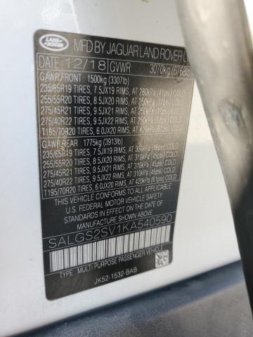 SALGS2SV1KA540590 - 2019 LAND ROVER RANGE ROVE HSE WHITE photo 13