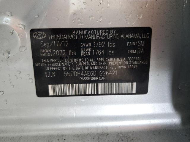 5NPDH4AE6DH226421 - 2013 HYUNDAI ELANTRA GLS SILVER photo 12