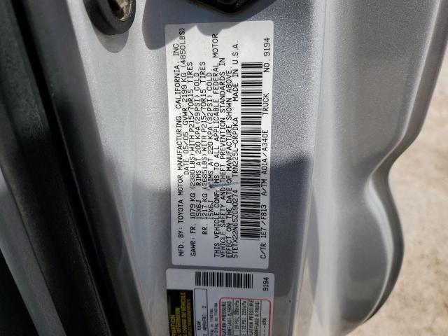 5TETX22N65Z090274 - 2005 TOYOTA TACOMA ACCESS CAB ვერცხლისფერი ფოტო 12