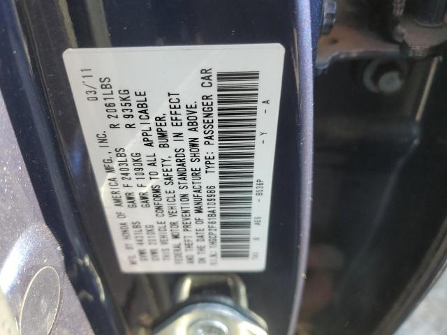 1HGCP2F81BA109986 - 2011 HONDA ACCORD EXL BLUE photo 12