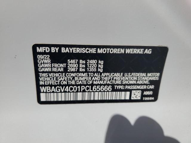 WBAGV4C01PCL65666 - 2023 BMW 840XI WHITE photo 12