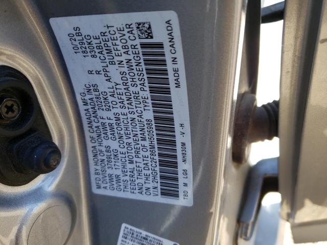 2HGFC2F86MH505988 - 2021 HONDA CIVIC SPORT 银色 照片 13