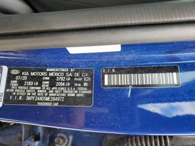 3KPF24AD5ME264972 - 2021 KIA FORTE FE BLUE photo 13